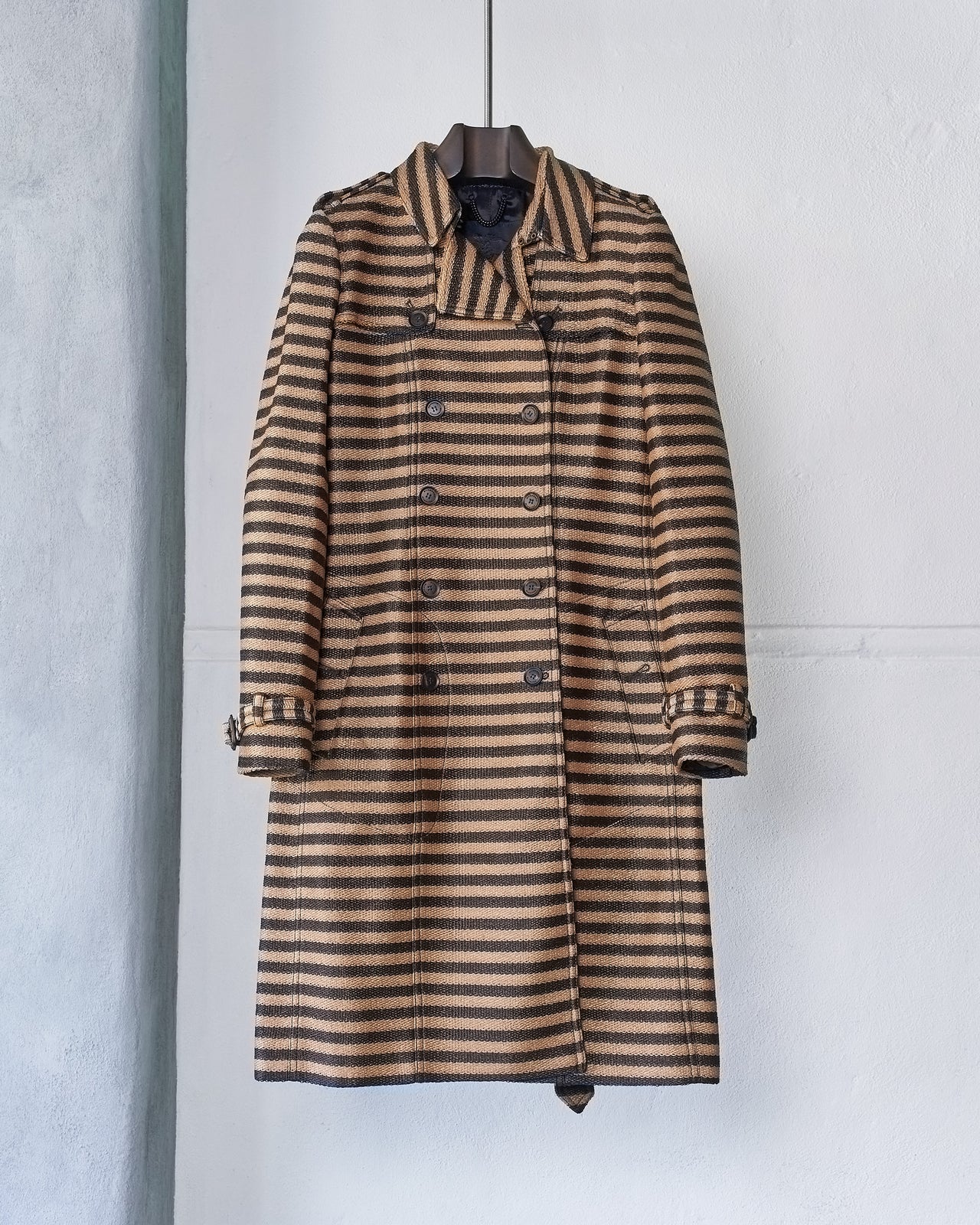 Burberry by Christopher Bailey 2017 striped raffia trench coat