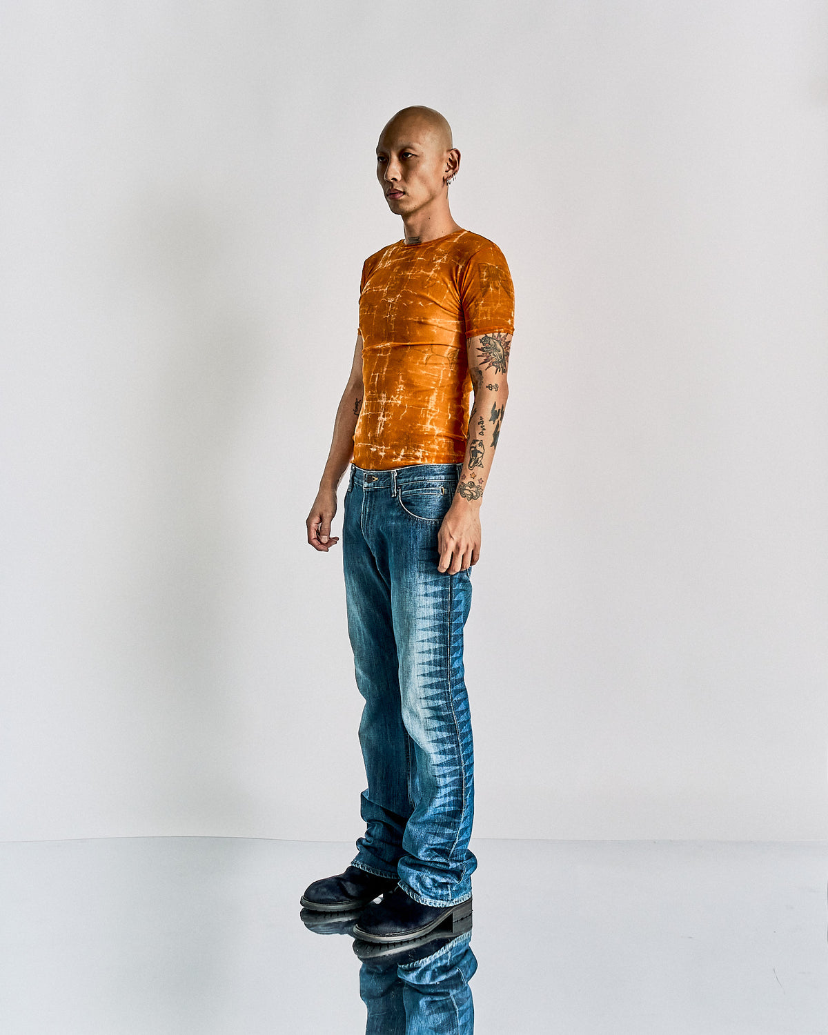 Jean Paul Gaultier Mesh Print Short Sleeve Top
