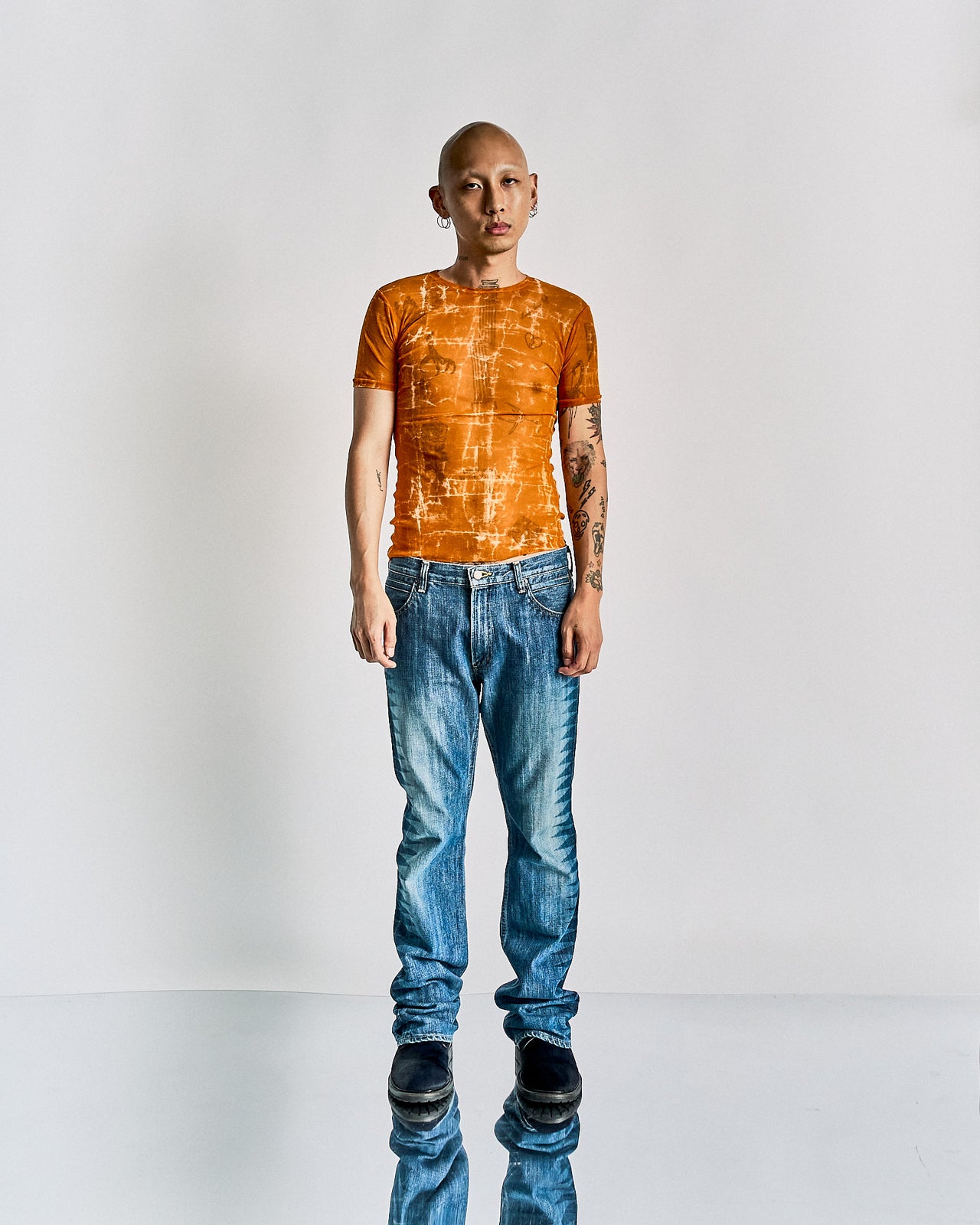 Mesh print s/sleeve top