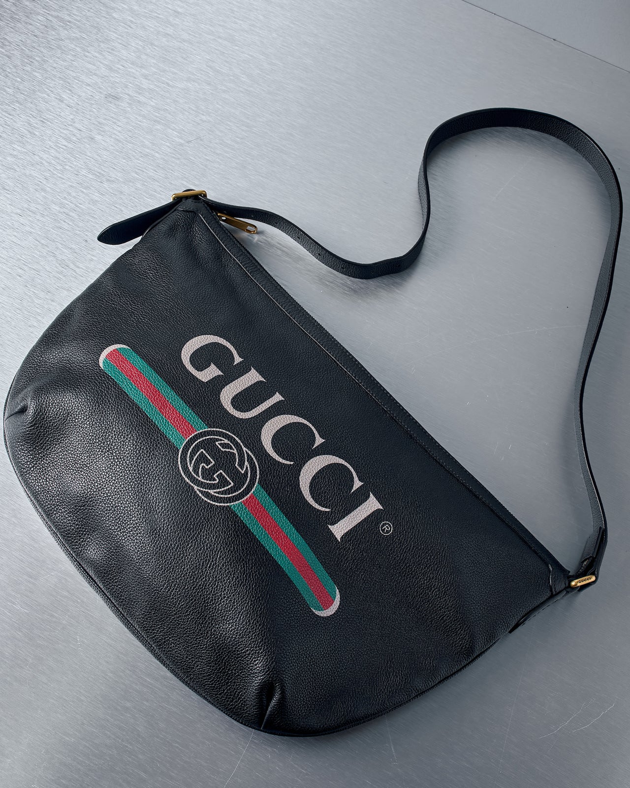 Gucci Pebbled Calfskin Half Moon Hobo Bag