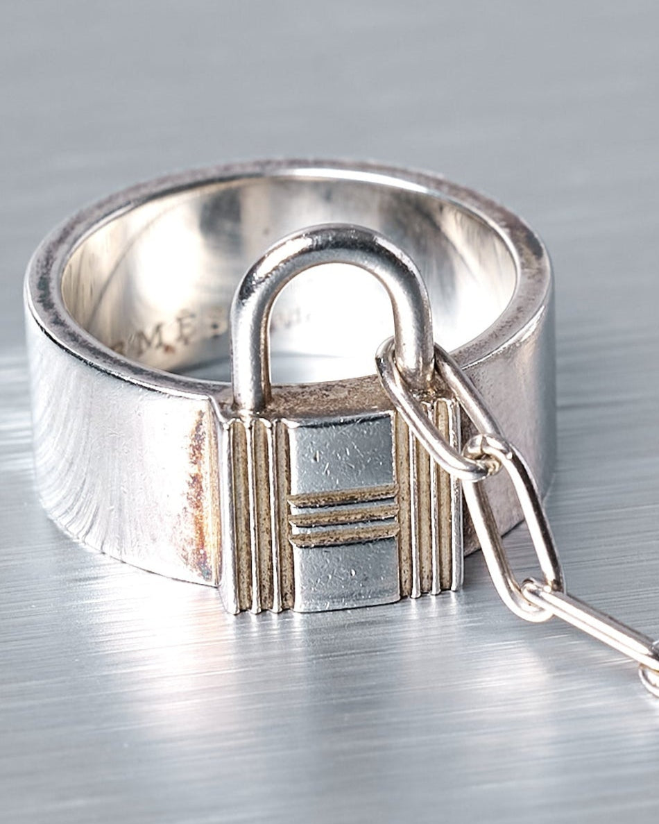 Hermès Sterling Silver PM Alphakelly Double Ring 54