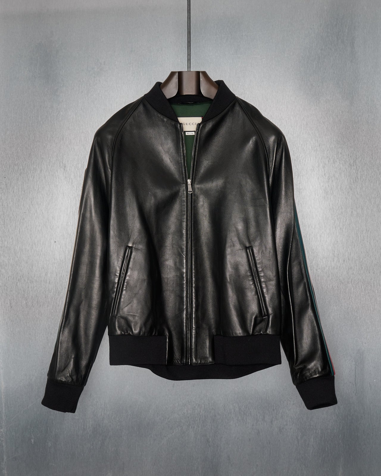 Gucci 2019 Side stripe leather jacket
