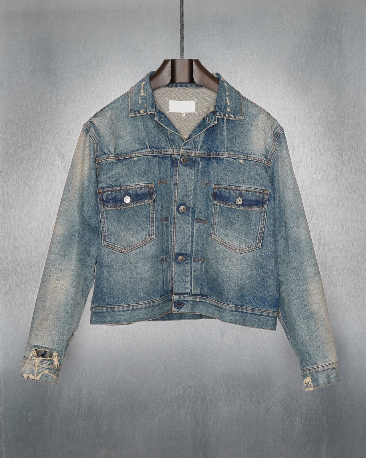 Maison Margiela AW 2023 Distressed pleated denim jacket