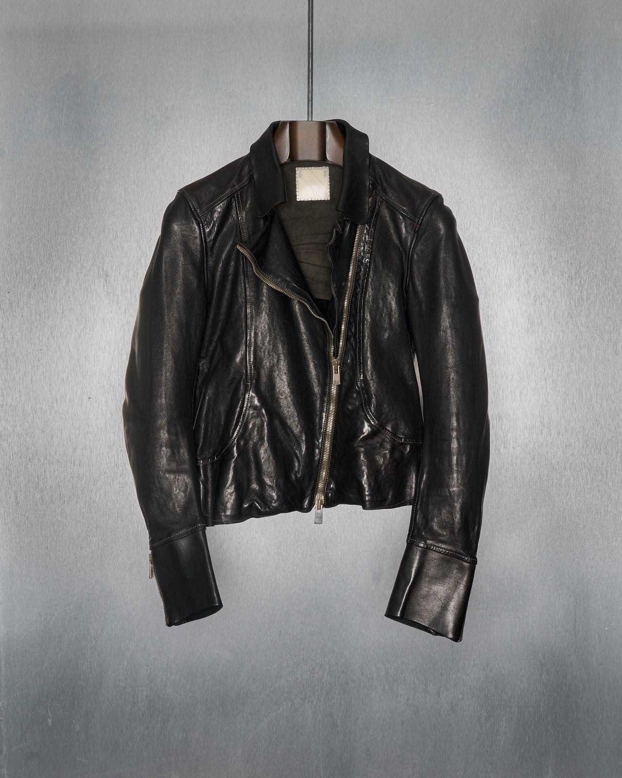 Guidi Horse leather zip biker jacket