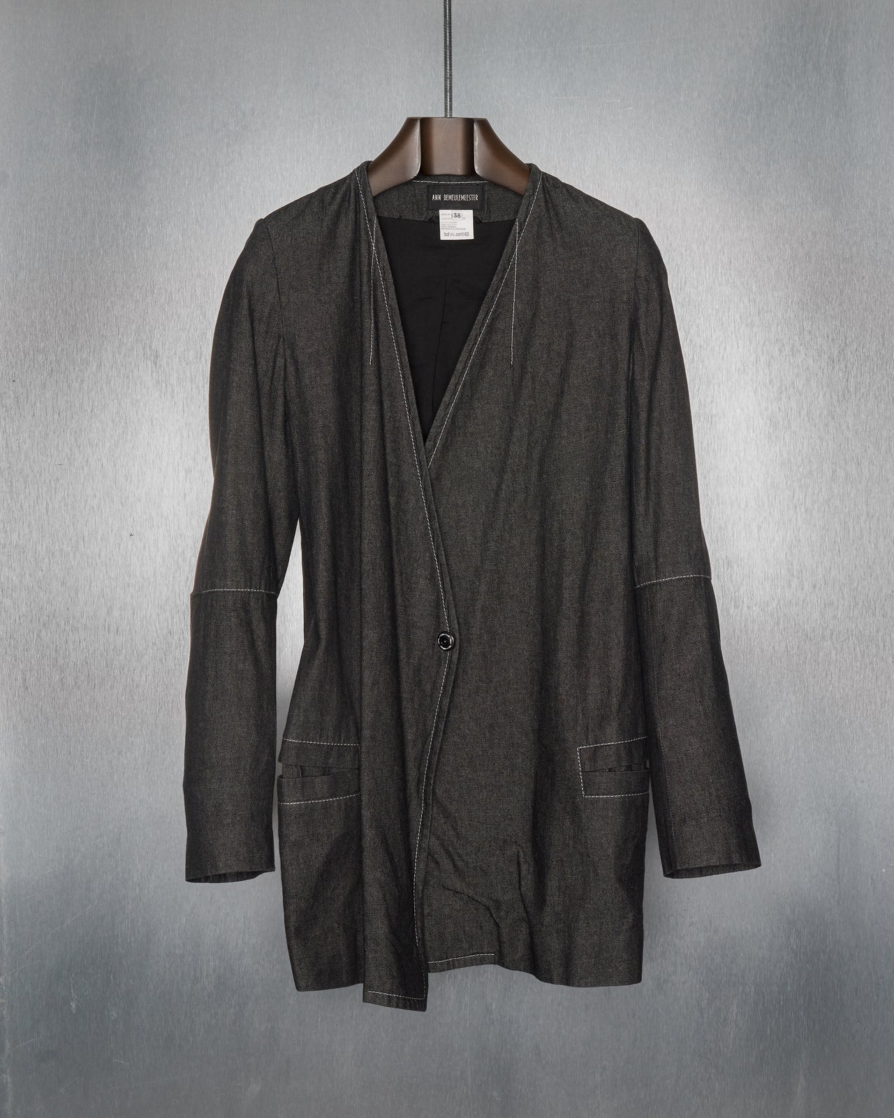 Ann Demeulemeester Collarless denim blazer