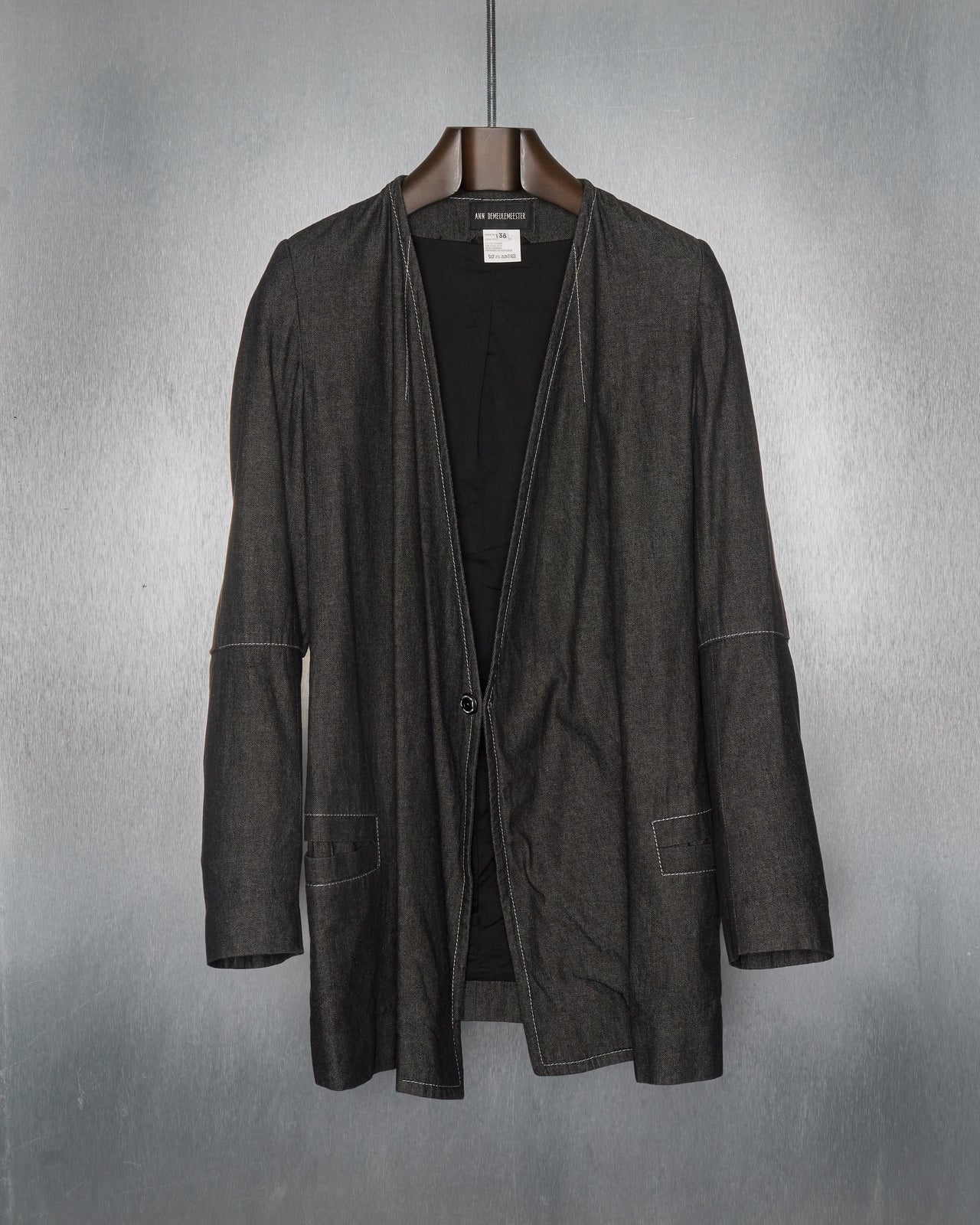 Ann Demeulemeester Collarless denim blazer
