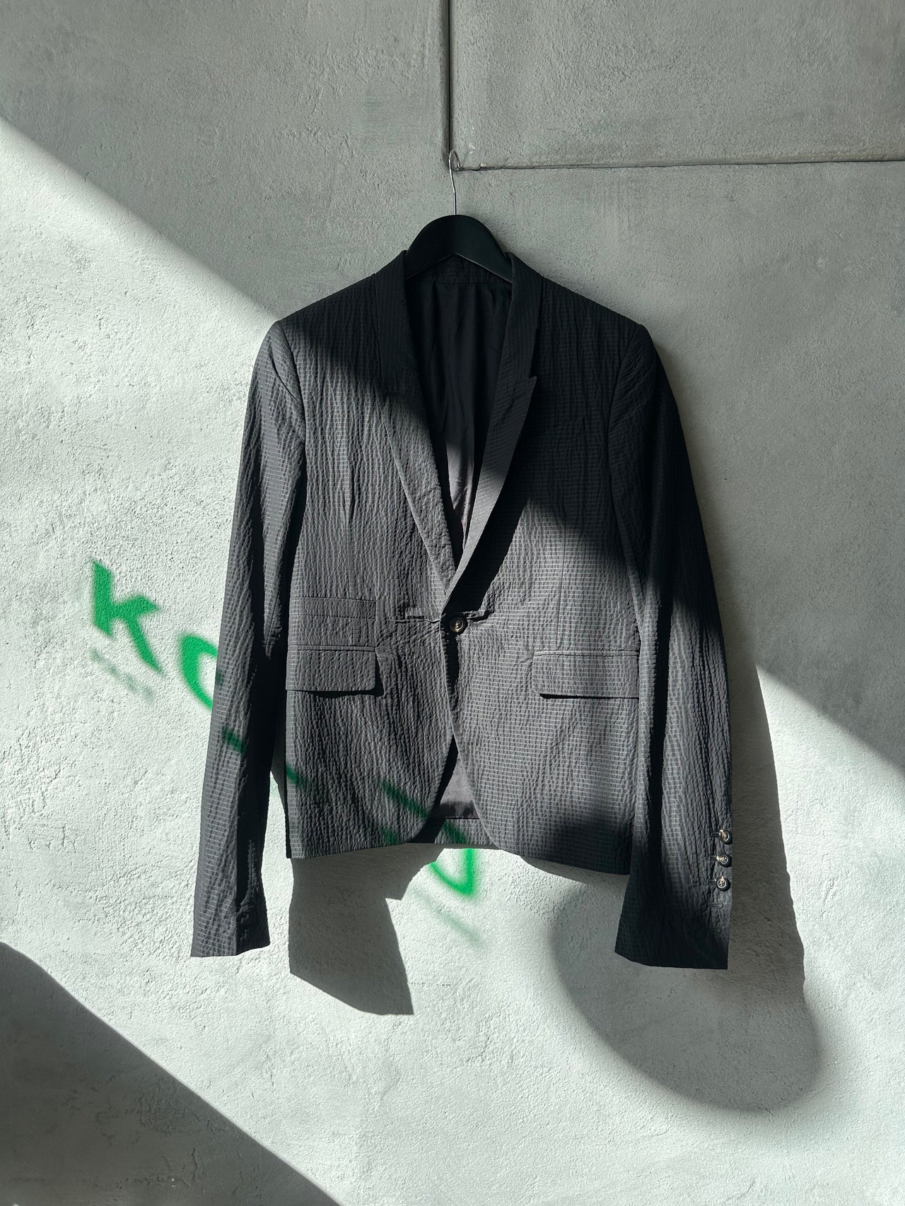 Rick Owens SS 2019 BABEL Seersucker Padded Blazer