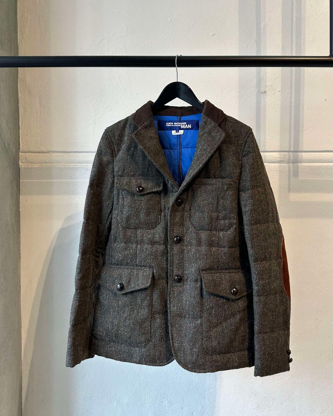 CDG Junya Watanabe MAN AW 2012 Padded Elbow Patch Tweed Jacket