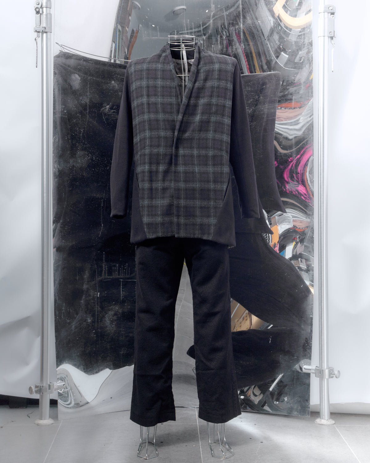 Song For The Mute Check Front Shawl Collar Coat
