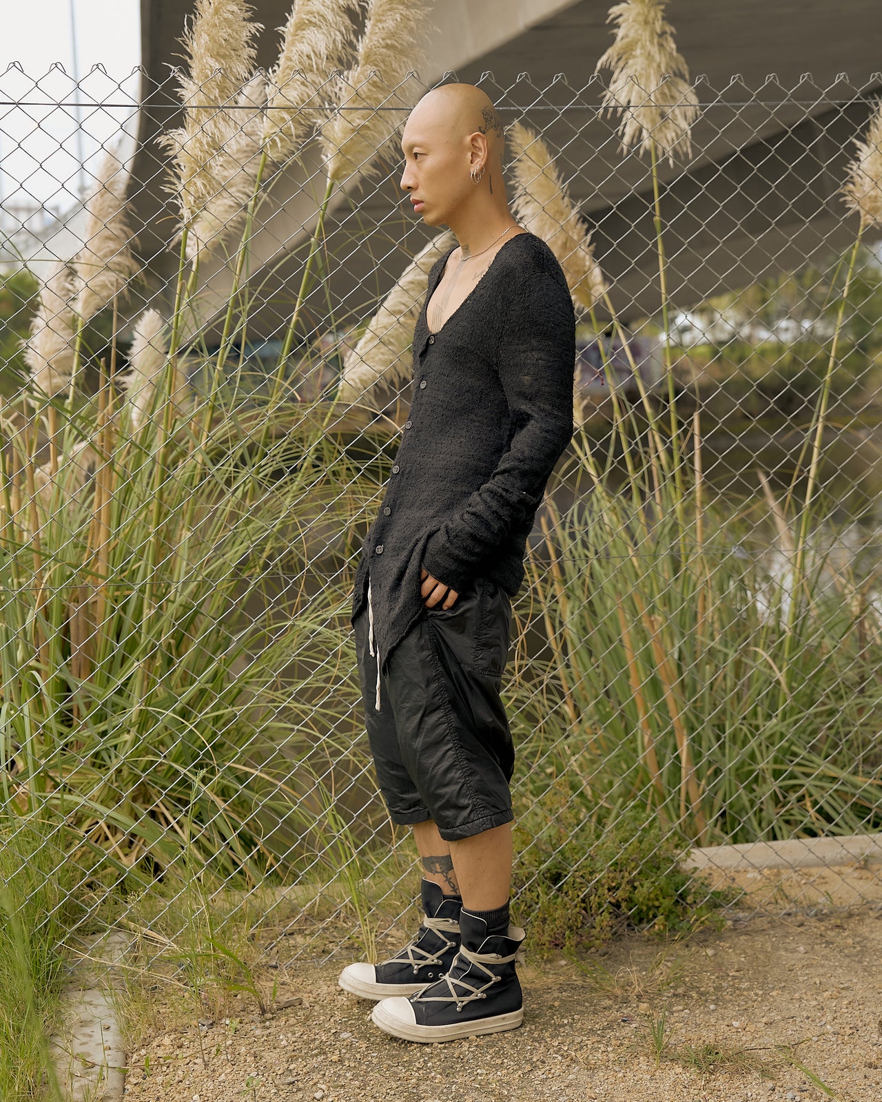 Label Under Construction Hand punched silk cardigan