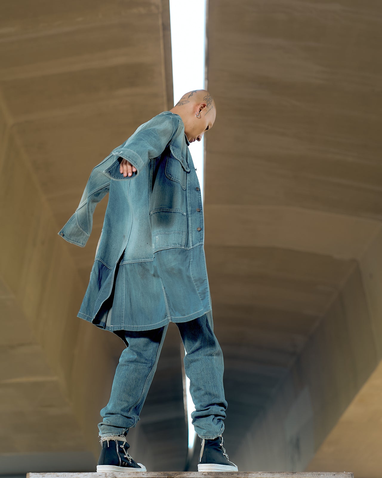 Maison Mihara Yasuhiro Panelled denim chore jacket