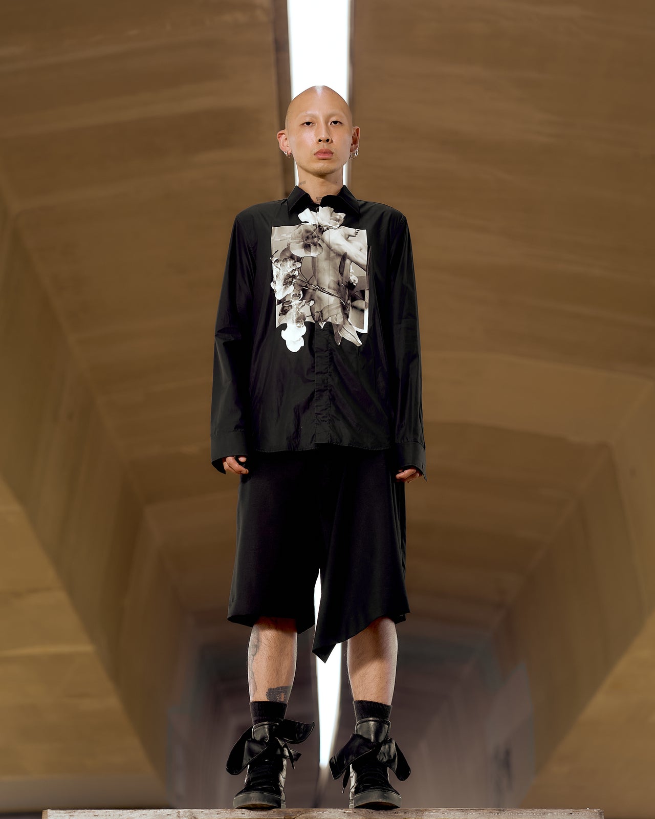 Givenchy Floral overlay graphic collared shirt