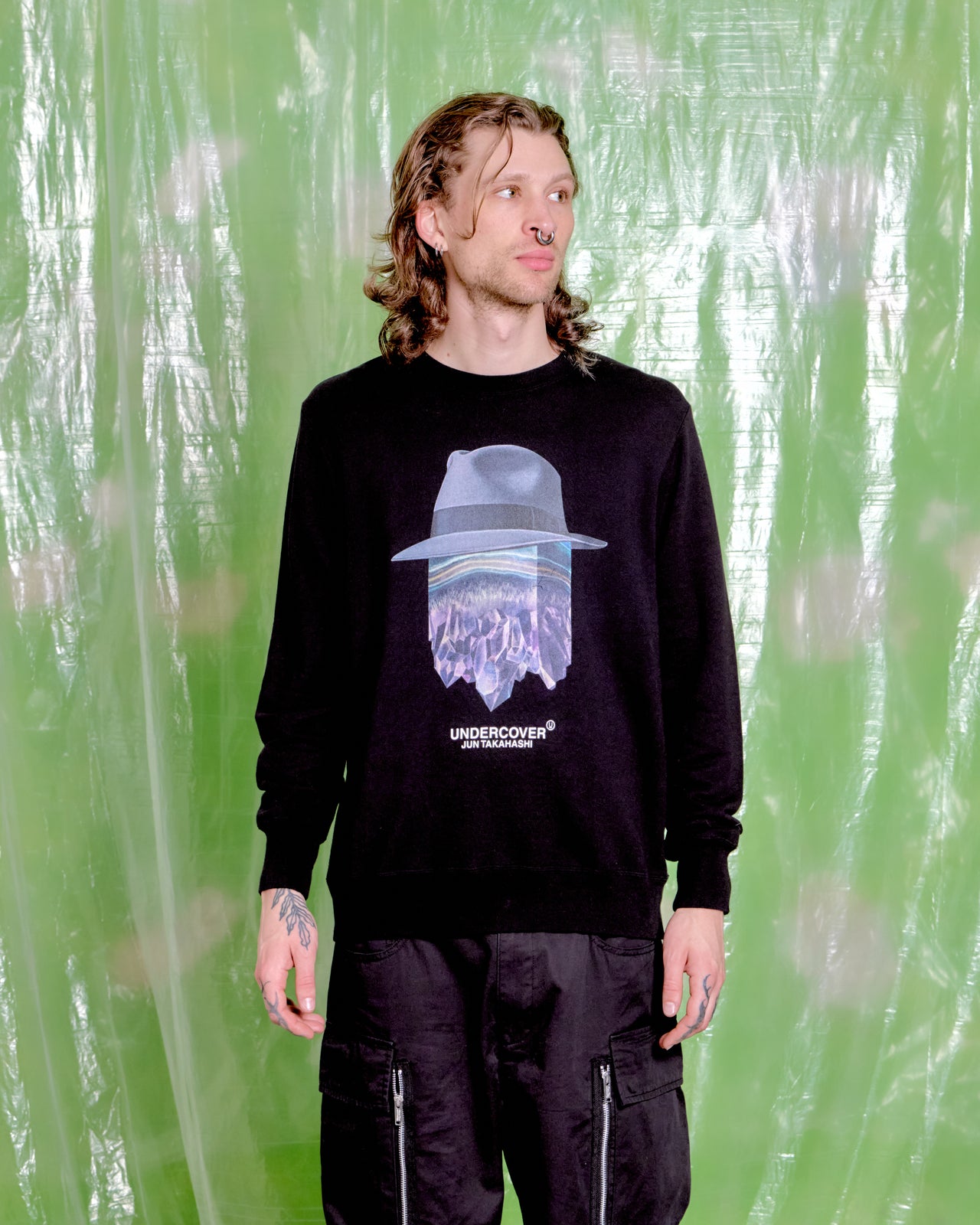 Undercover AW 2017 "Crystal Hat" Logo Crew Sweatshirt