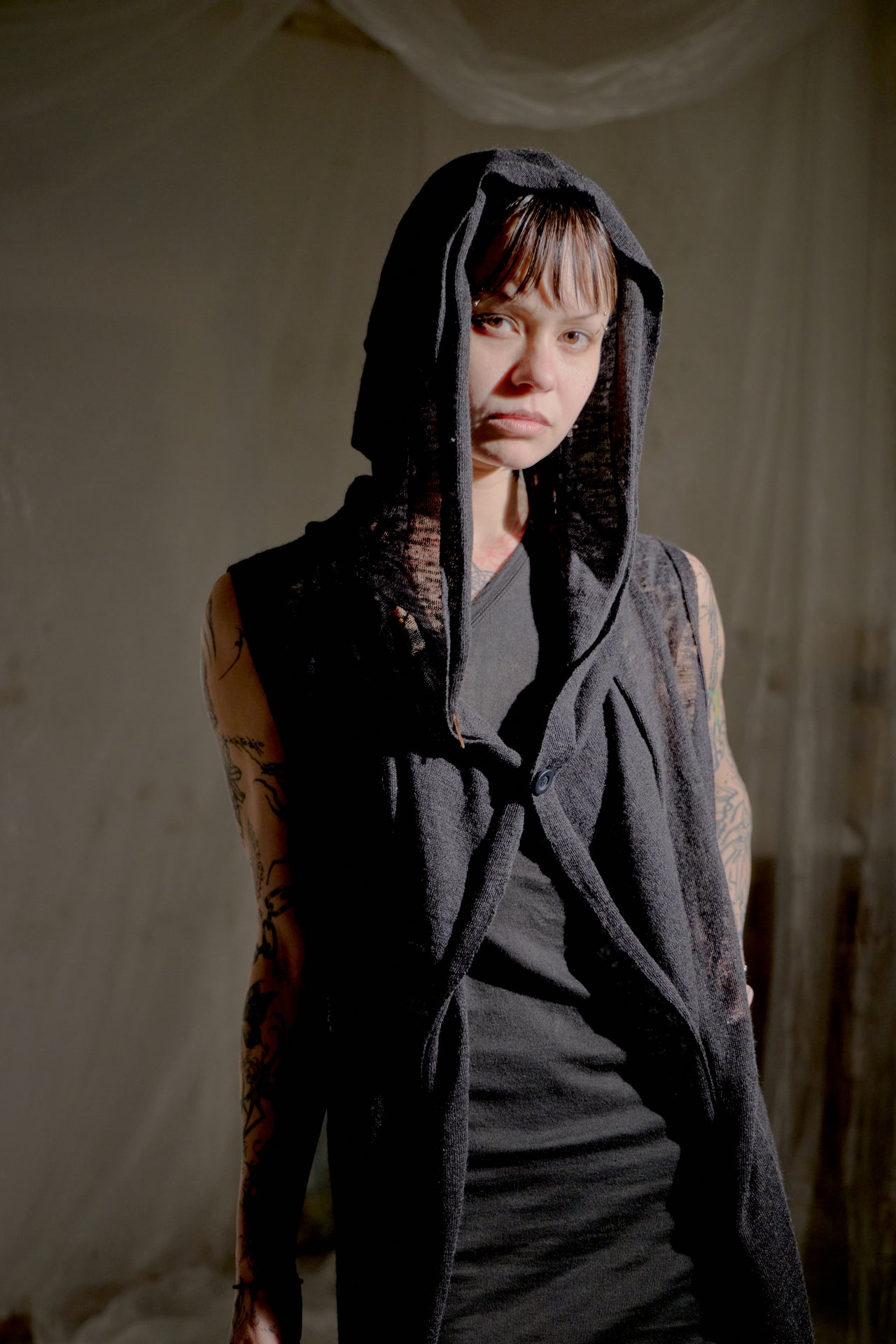 Rick Owens SS 2016 Sleeveless Hooded Cardigan