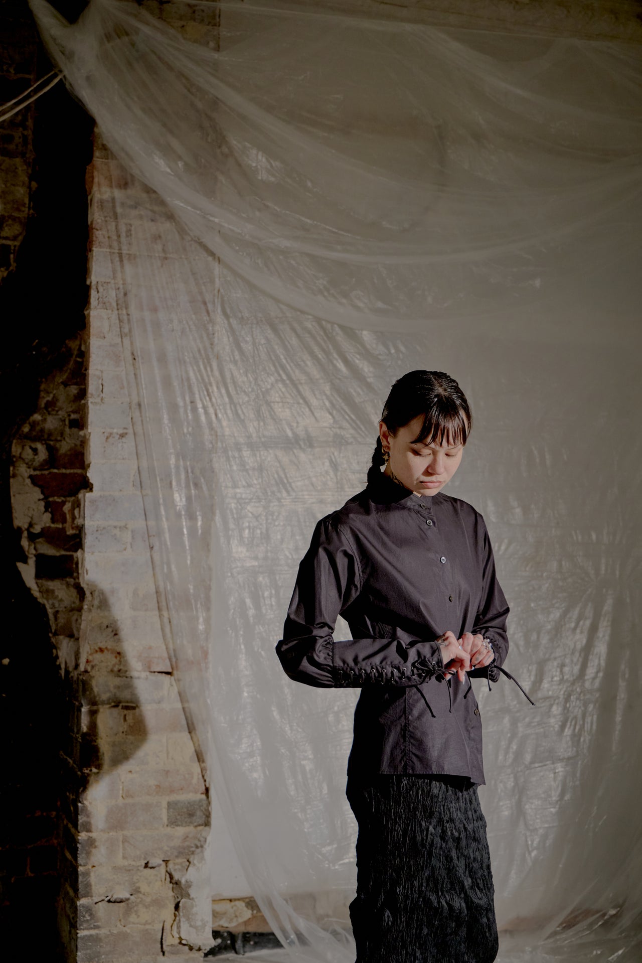 Saint Laurent FW 2001 Rive Gauche Corset Cuff Shirt