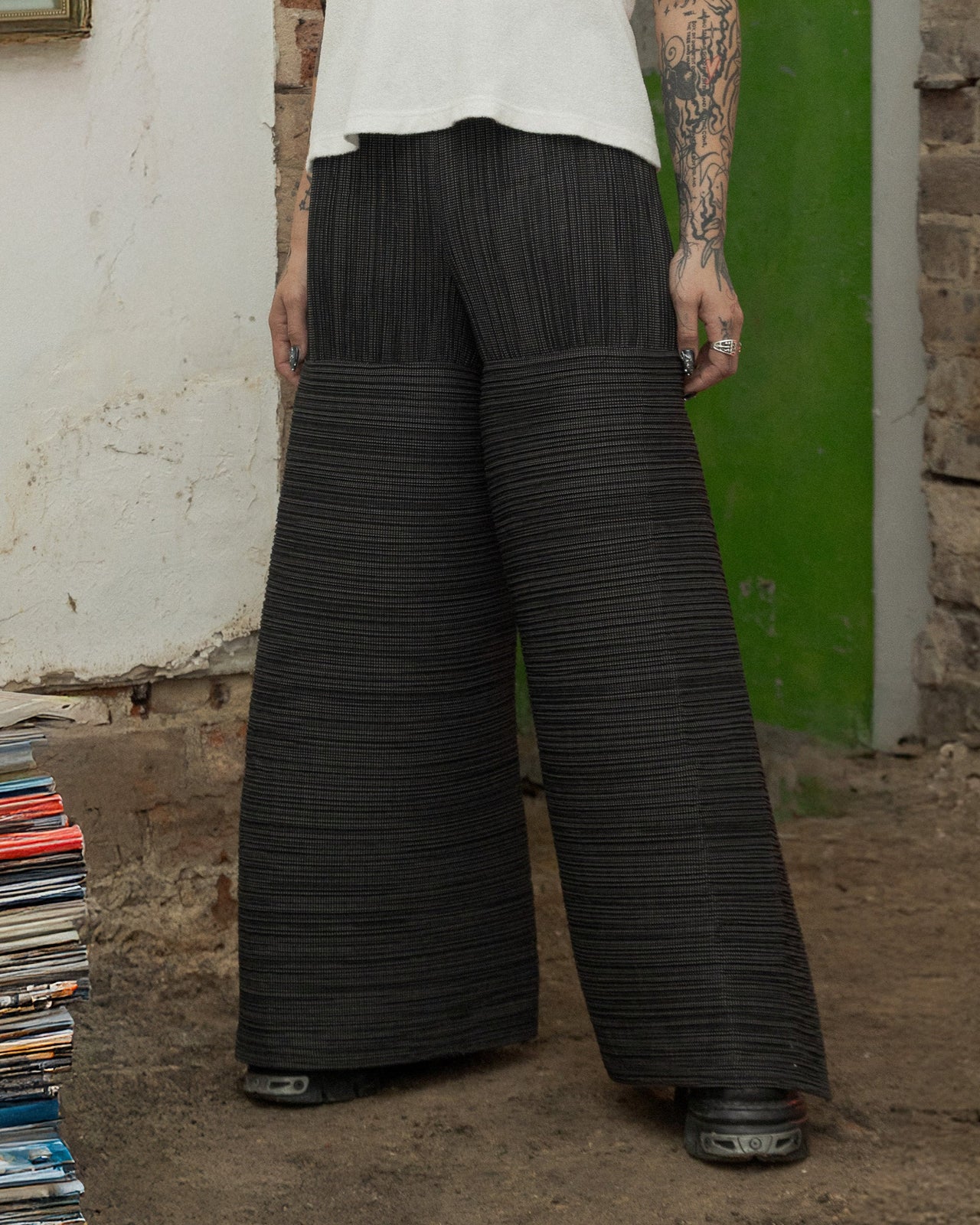 Issey Miyake AW 1997 slit leg pleated pants