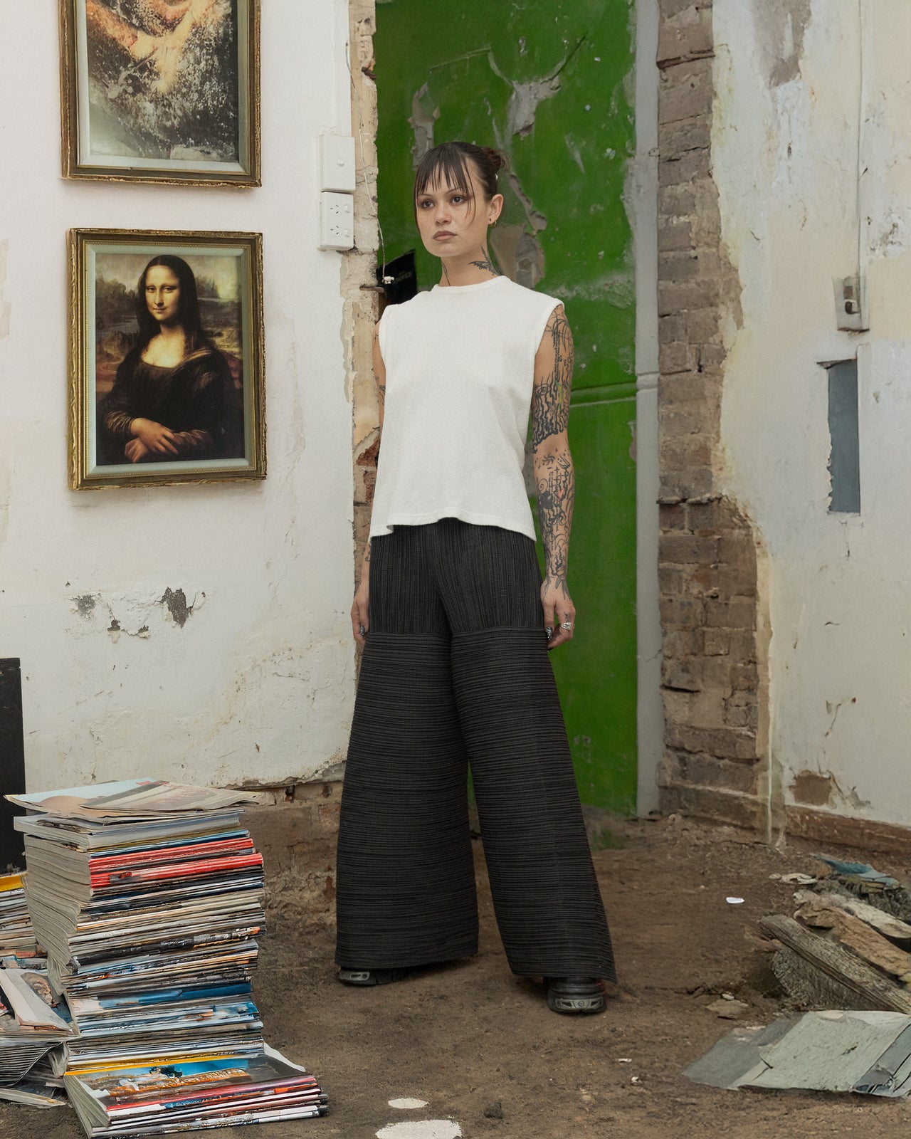 Issey Miyake AW 1997 slit leg pleated pants