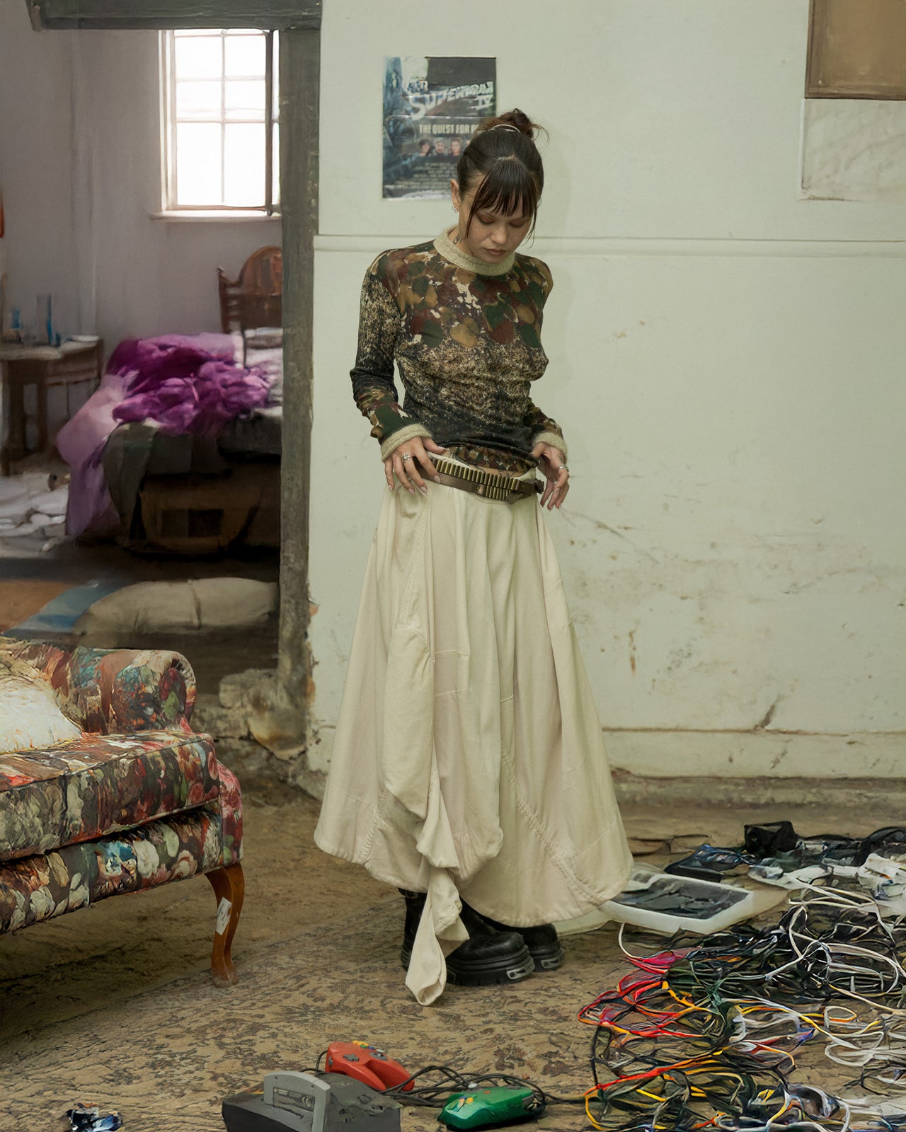 Jean Paul Gaultier Classique 1990's Marbled mesh knit top