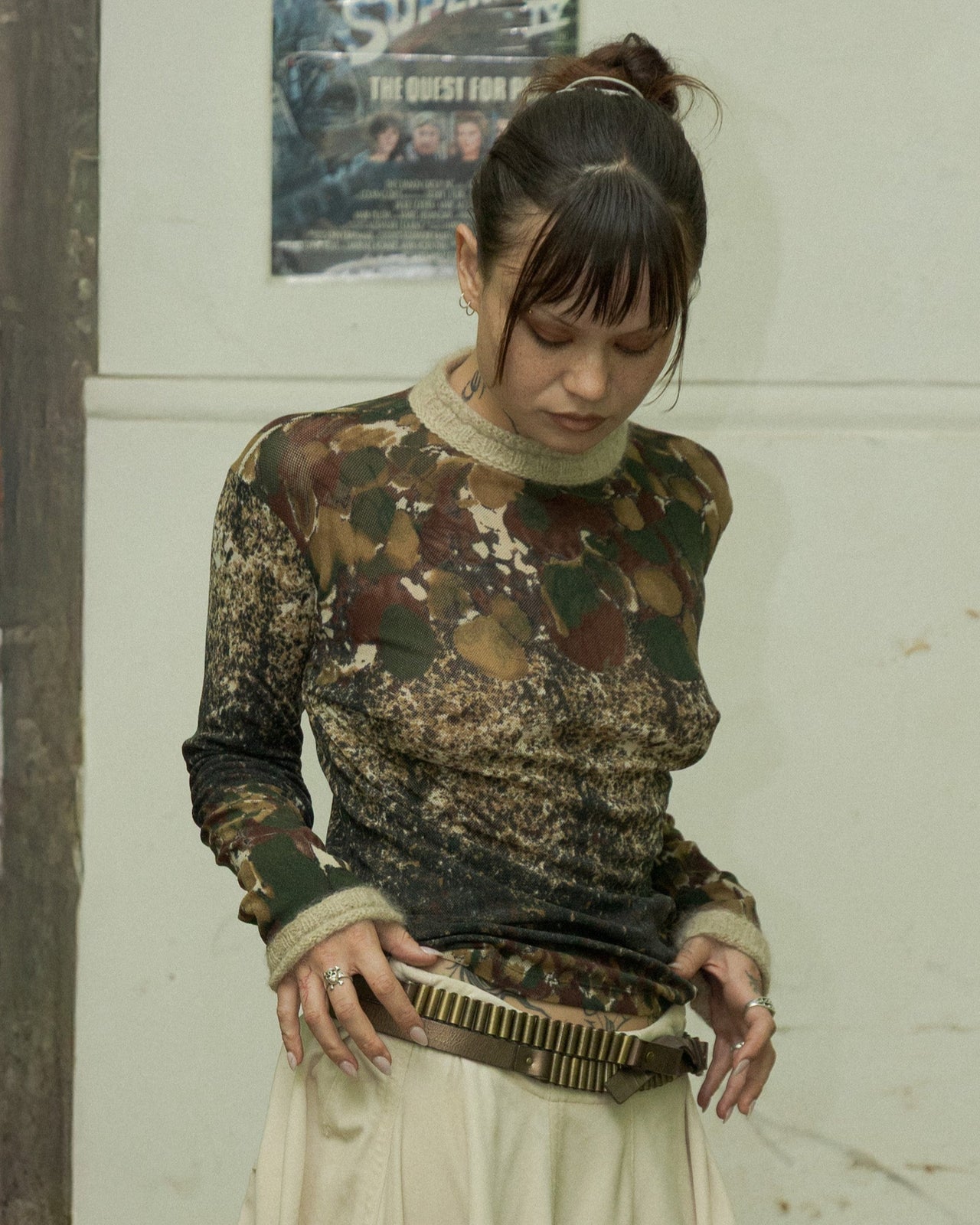 Jean Paul Gaultier Classique 1990's Marbled mesh knit top