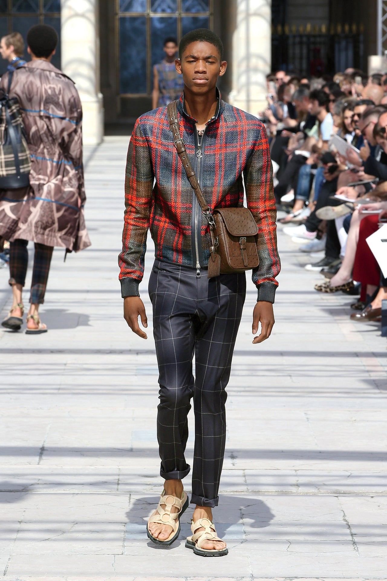 Louis Vuitton SS 2017 Woven tartan leather jacket