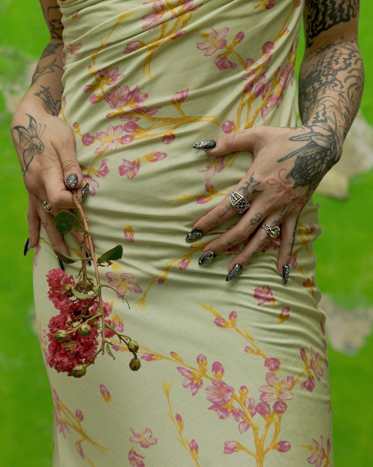 Versace 1990's Couture cherry blossom dress