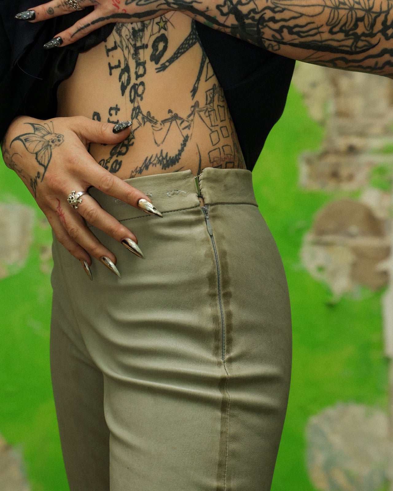 Alexander Mcqueen 1990's Leather zip legging