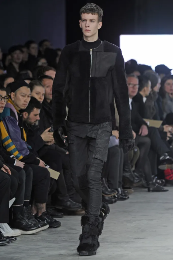 Rick Owens FW 2013 Plinth Look 32 Fur and leather zip jacket