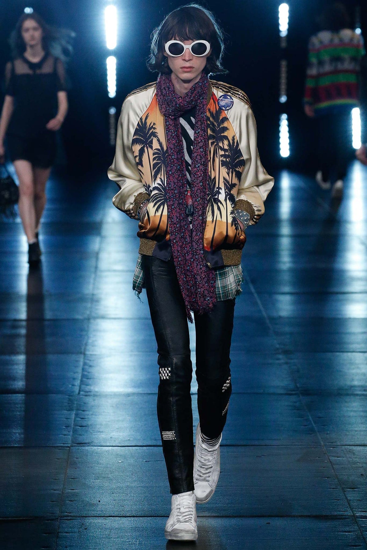 Saint Laurent SS 2016 Look 16 Palm souvenir bomber jacket