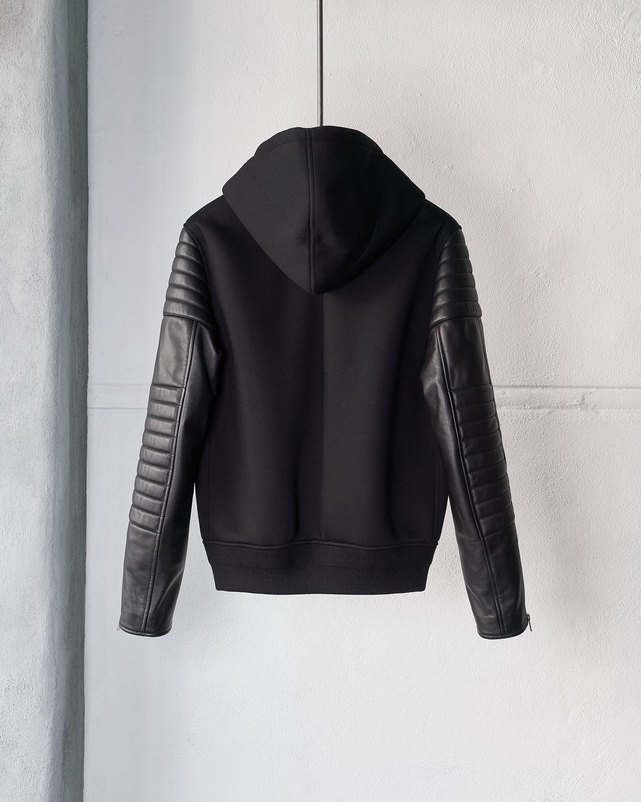 Givenchy Neoprene and leather bomber jacket with hood