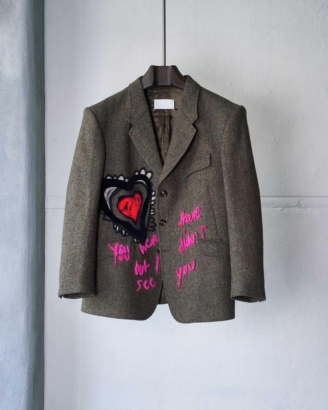 Maison Margiela AW 2017 Embroidered herringbone 'Love Note' jacket