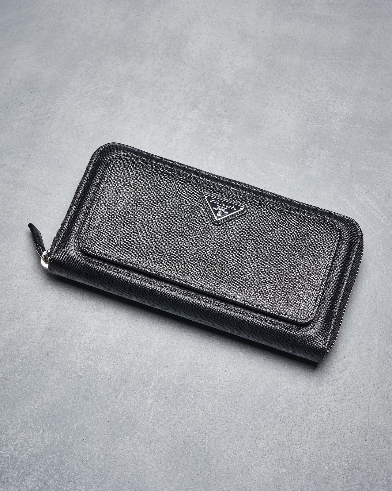 Prada Saffiano zip leather wallet