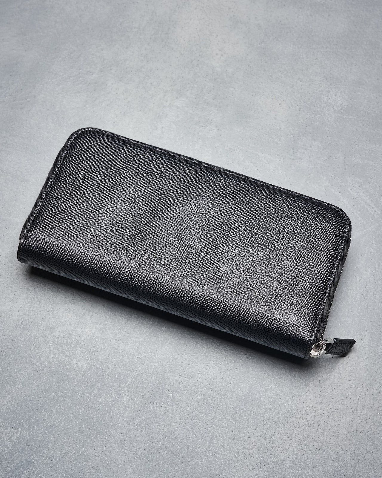 Prada Saffiano zip leather wallet