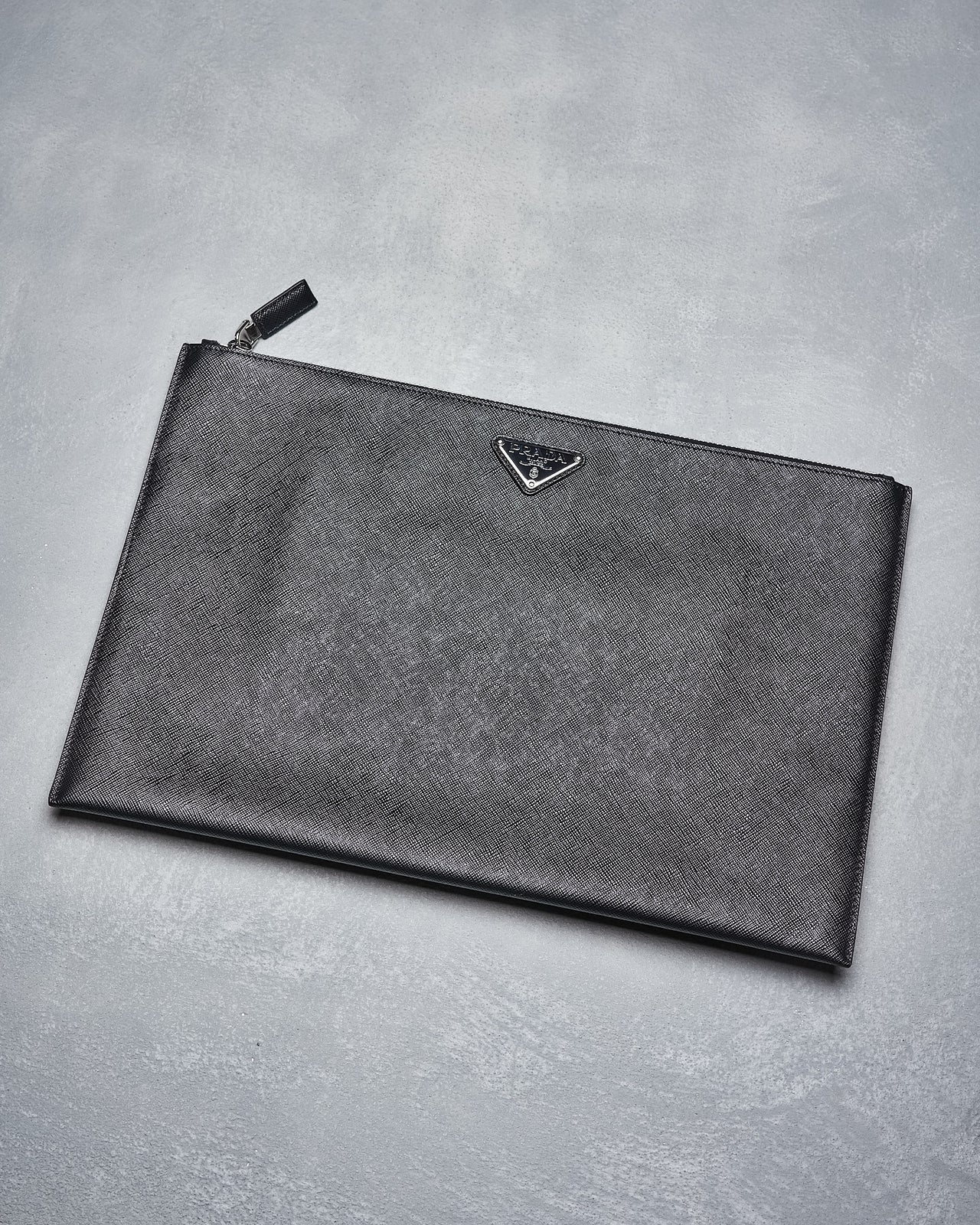 Prada 2015 Saffiano plaque leather pouch