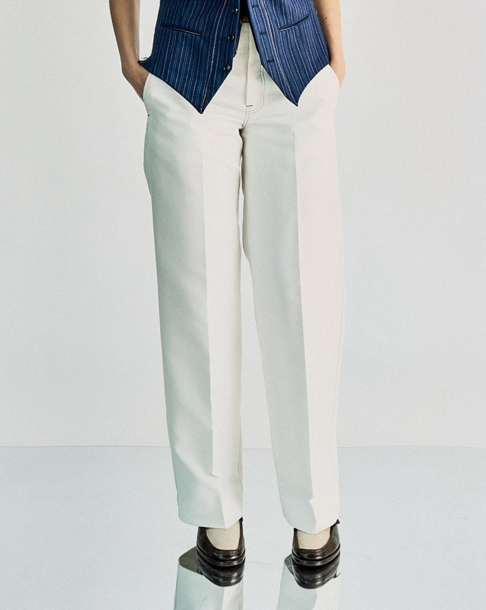 Celine Contrast stitch wide leg trouser