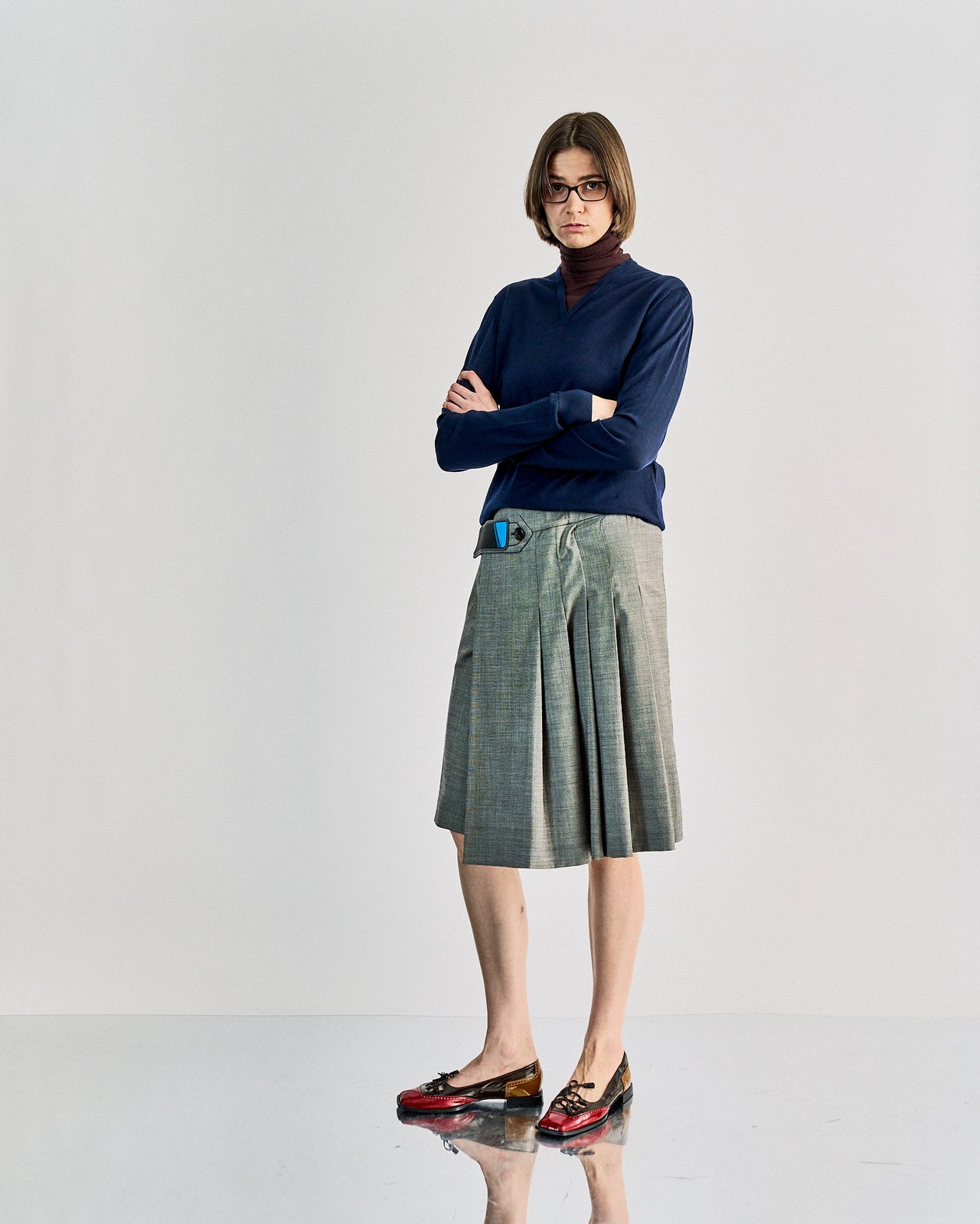 Prada SS 2017 Look 46 Wool velcro pleated skirt