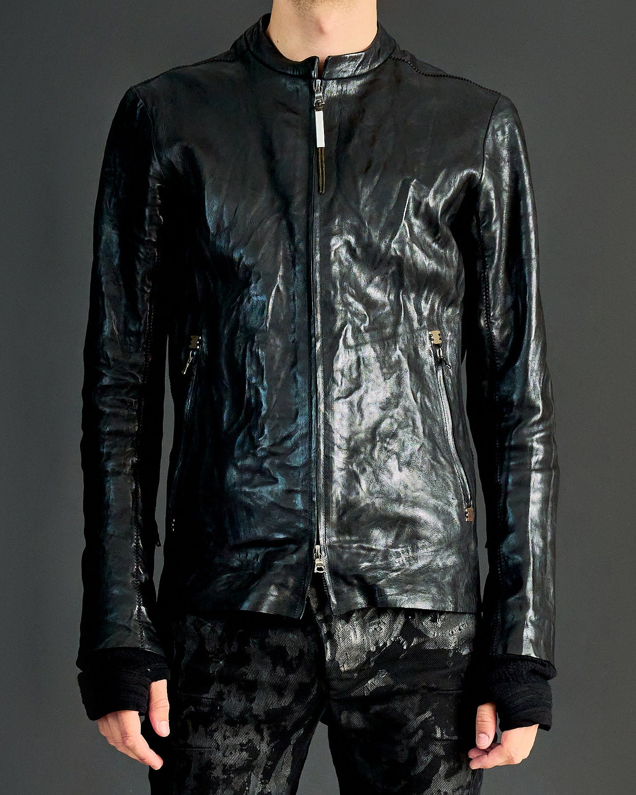 Isaac Sellam Inflatable staple spine leather jacket