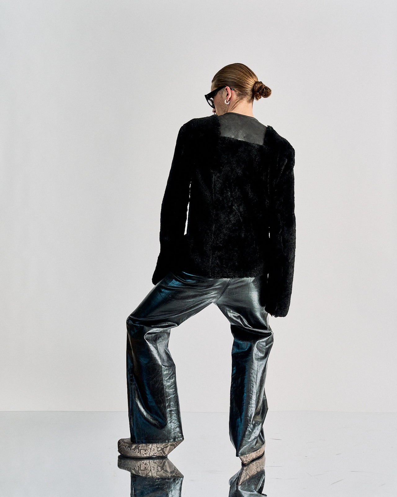 Rick Owens FW 2013 Plinth Runway Fur and leather zip jacket