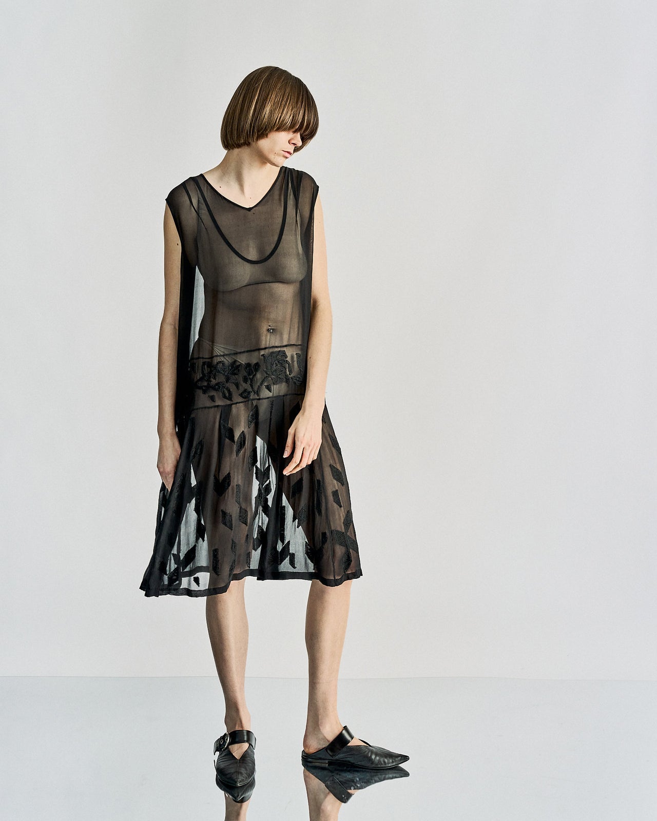 Dries Van Noten Embroidered sheer silk slip dress