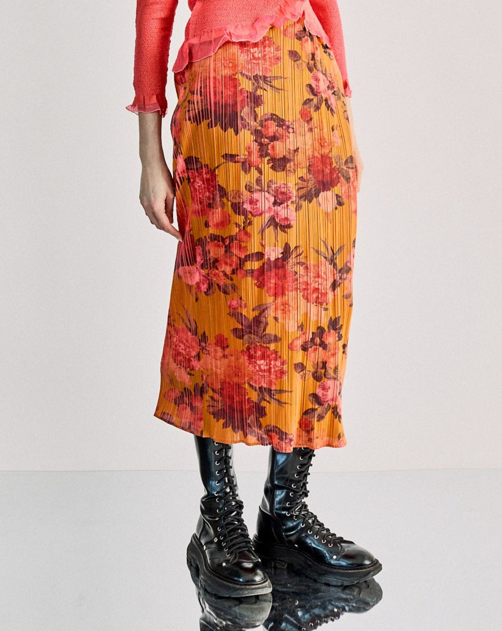 Issey Miyake Pleats Please 1994 floral midi skirt