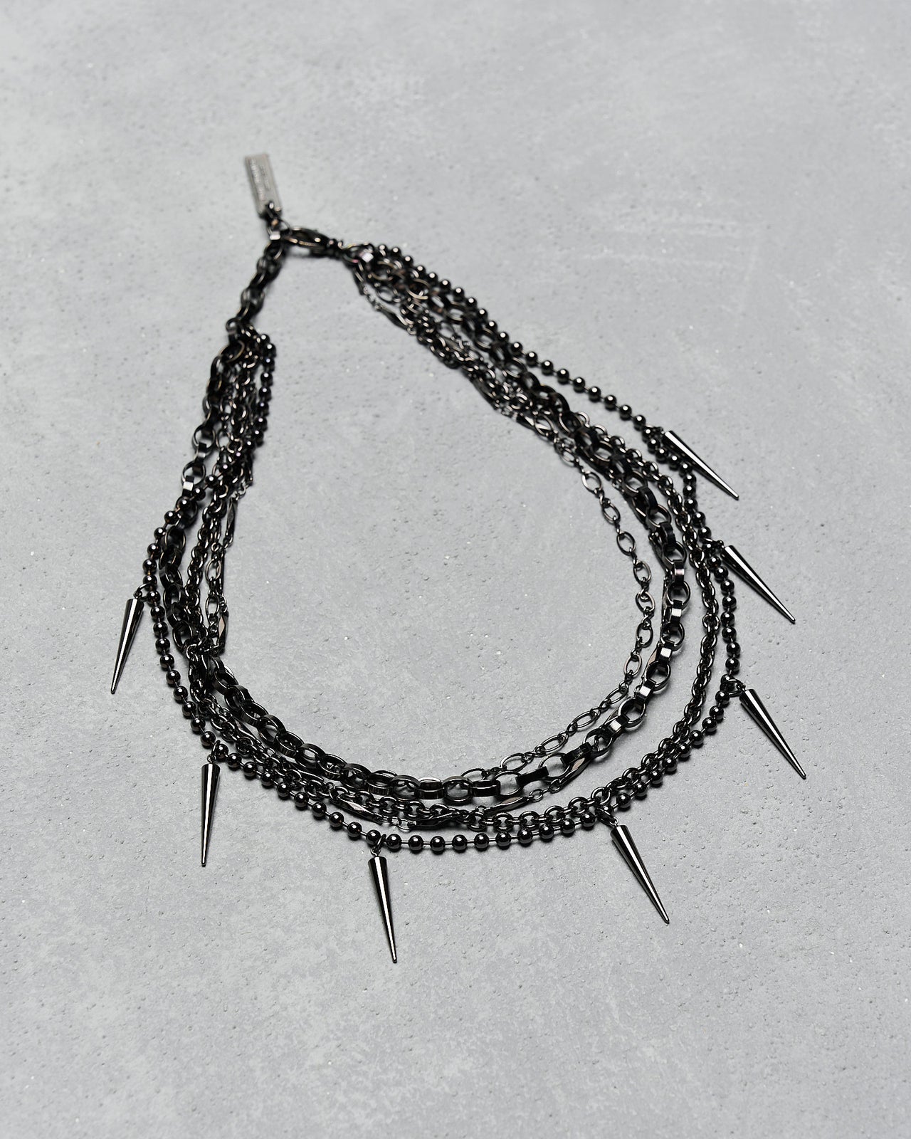 Comme des Garçons Junya Watanabe Gunmetal Multi Chain Spike Necklace