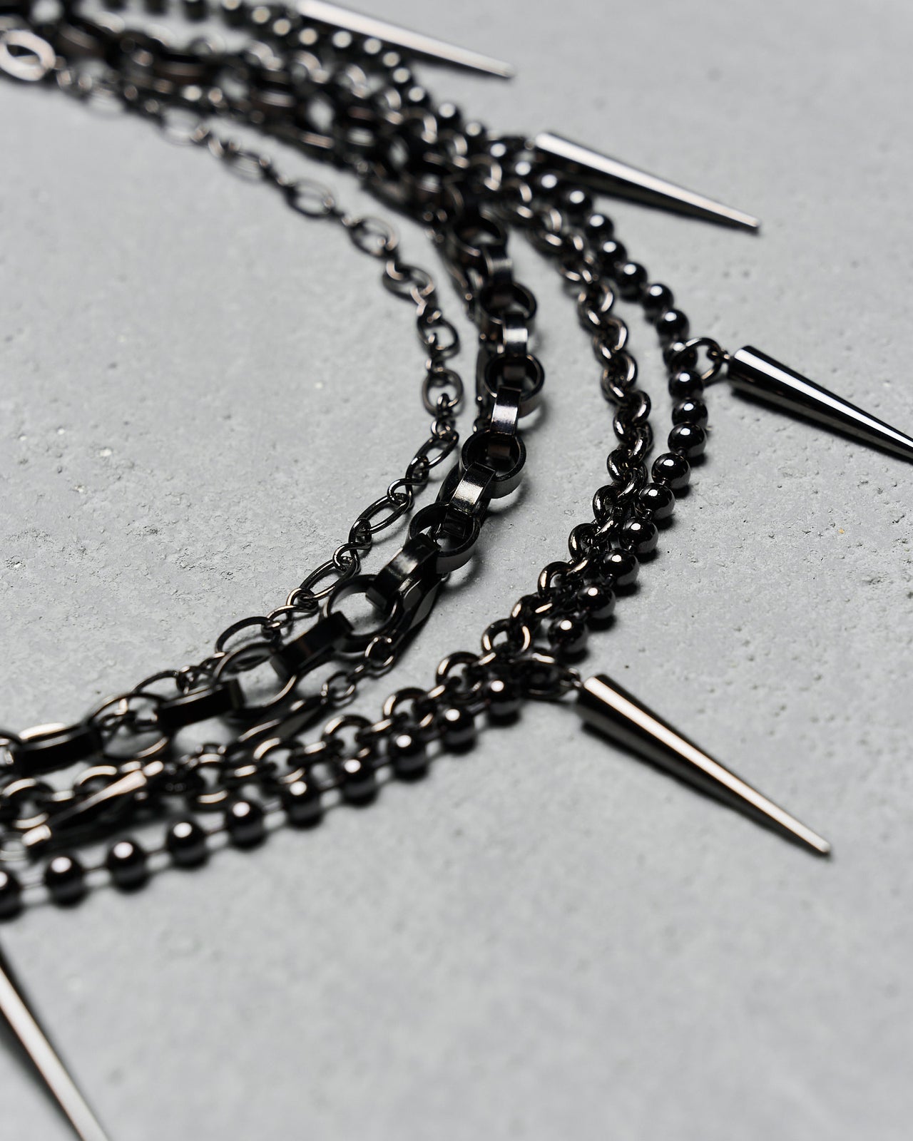 Comme des Garçons Junya Watanabe Gunmetal Multi Chain Spike Necklace