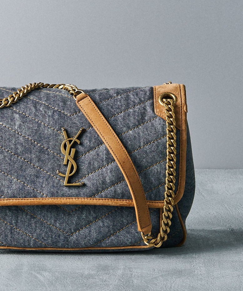 Saint Laurent 2022 Medium Monogram Matelassé Niki Denim Bag