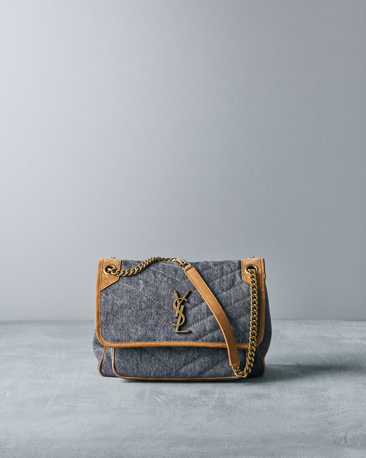 Saint Laurent 2022 Medium Monogram Matelassé Niki Denim Bag