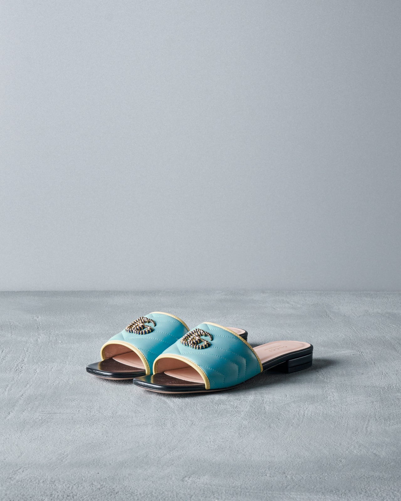 Gucci SS 2021 Nappa Matelasse GG Marmont Flat Slide