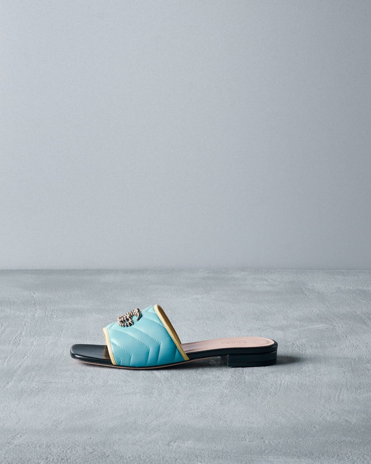 Gucci SS 2021 Nappa Matelasse GG Marmont Flat Slide