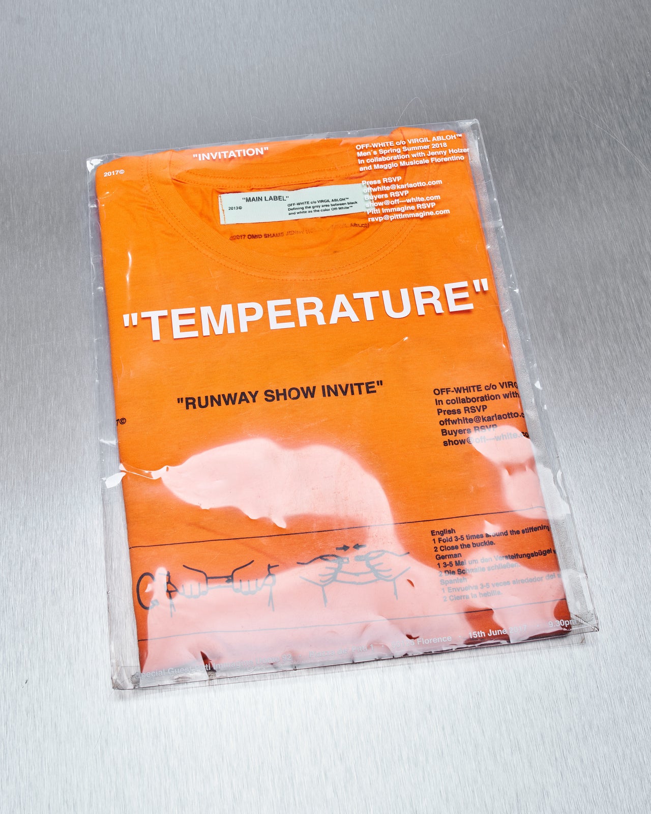 Off-White 2017 Runway show invitation t-shirt