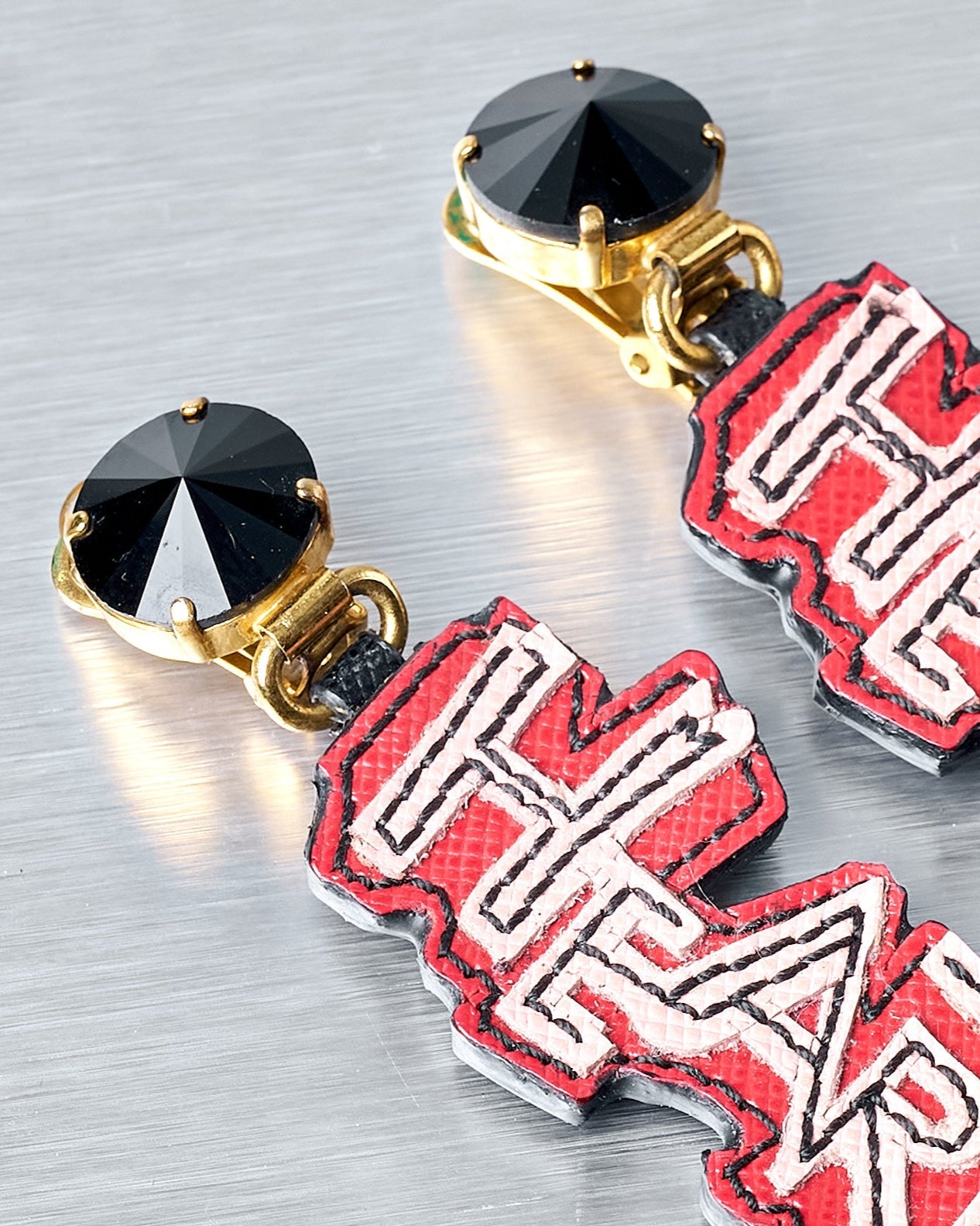 Prada 2010 Saffiano 'HEART ' clip-on earrings