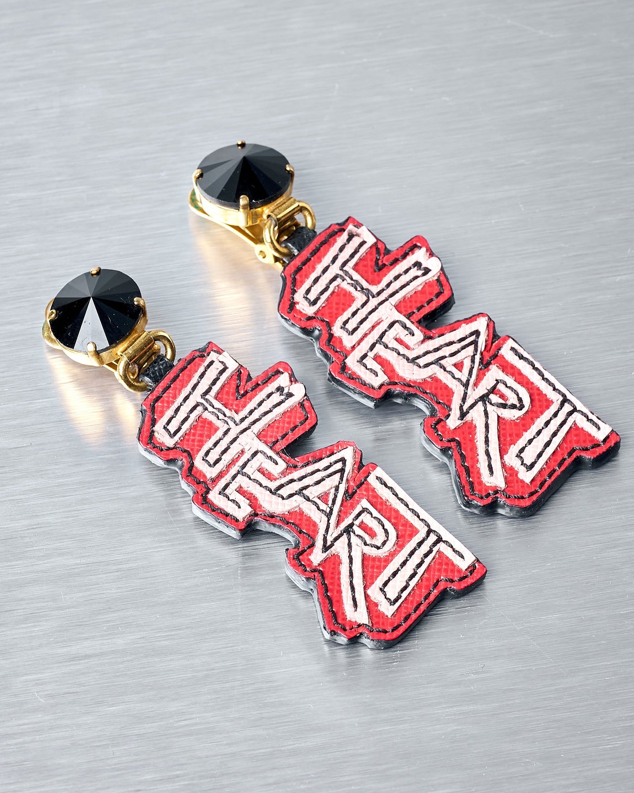Prada 2010 Saffiano 'HEART ' clip-on earrings