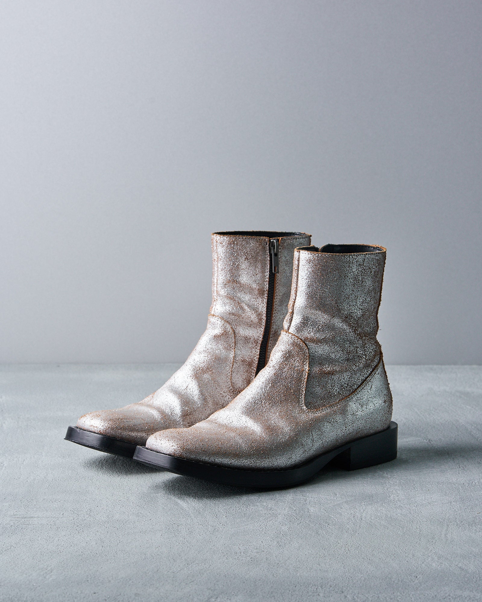 ※ジャンク品ANN DEMEULEMEESTER2006AWレースブーツ銀43 Ann_Demeulemeester_Metallic_Br
