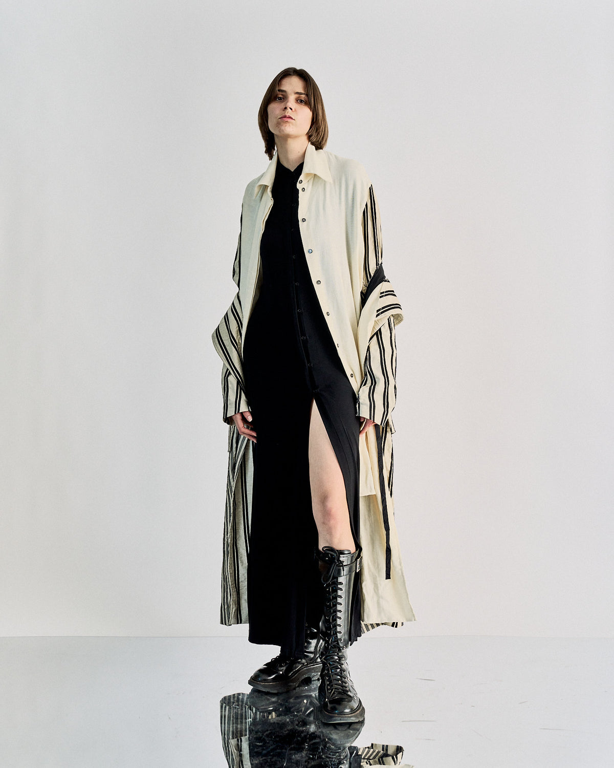 Ann Demeulemeester SS 2019 Striped Two-Piece Coat